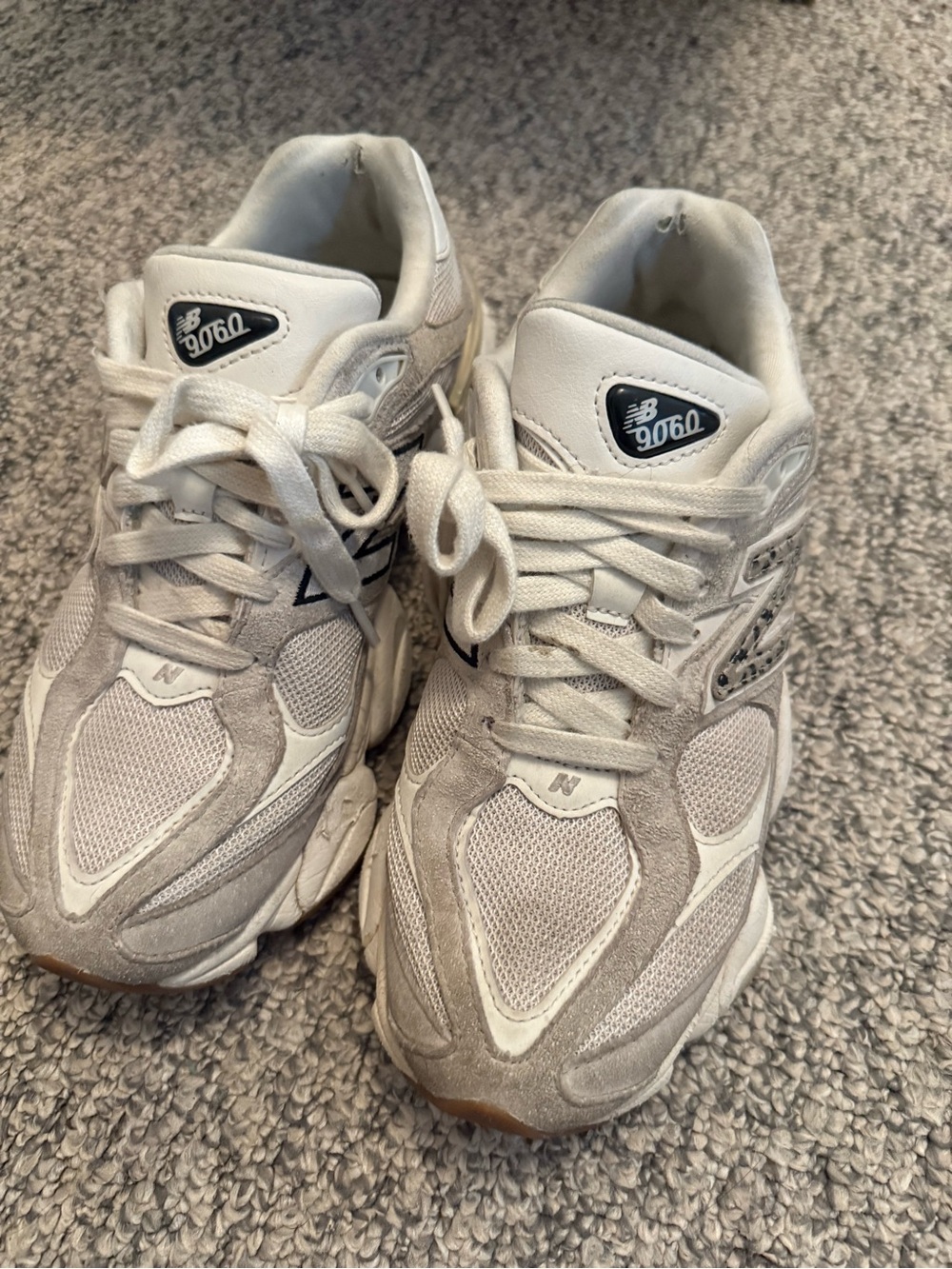 New Balance 9060 Women's Off-White and Light Gray Sneakers